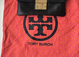 Клатч tory burch черный кожа сумка женская аксессуар оригинал кожаная бренд